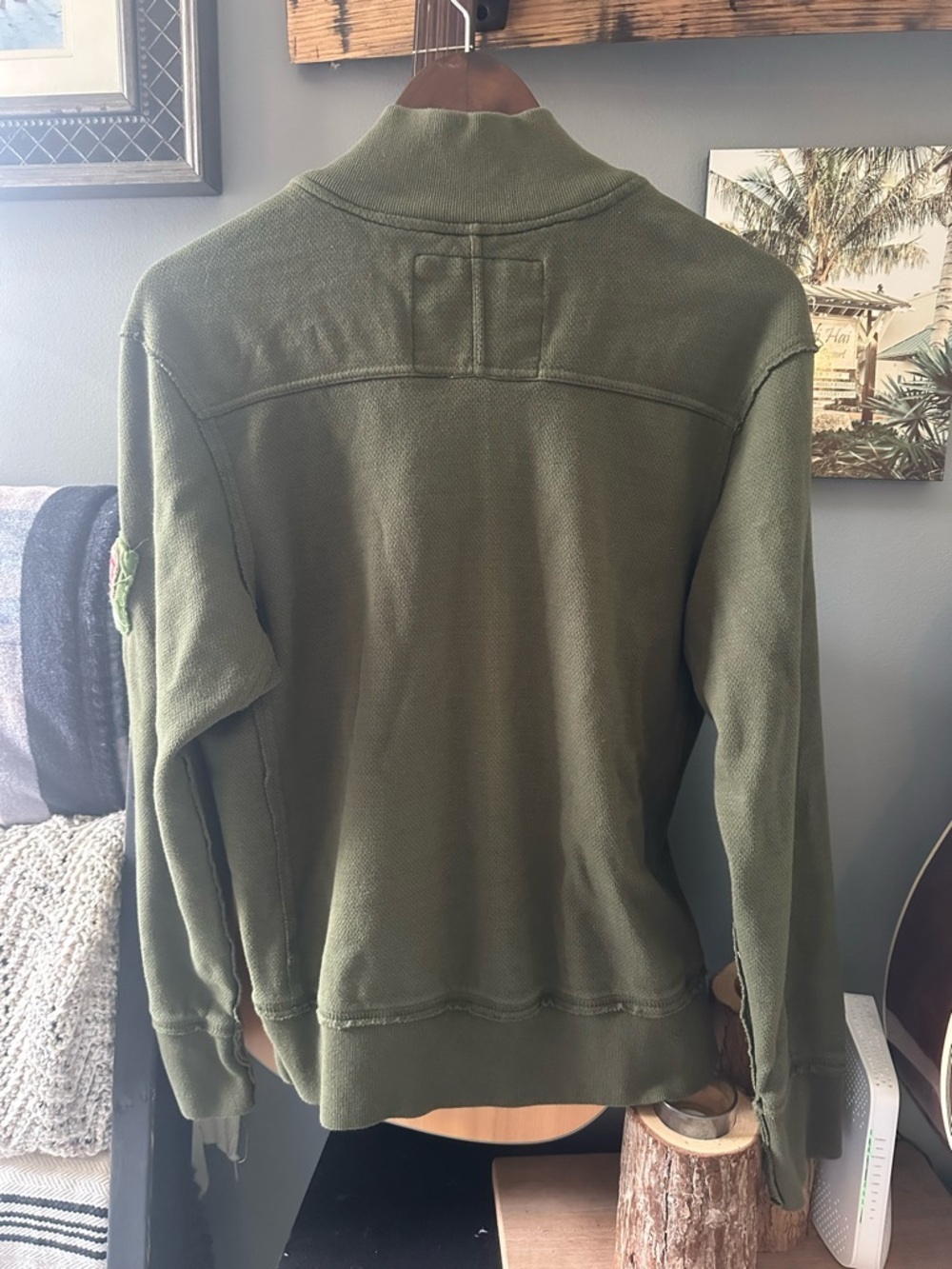 Ditch Plains Men's Olive Quarter Zip Shirt - Picture 3 of 4